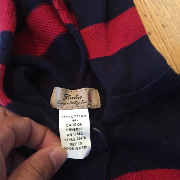 Studio 342 sz 10 blue red stripe hoody sweater - Picture 2 of 2